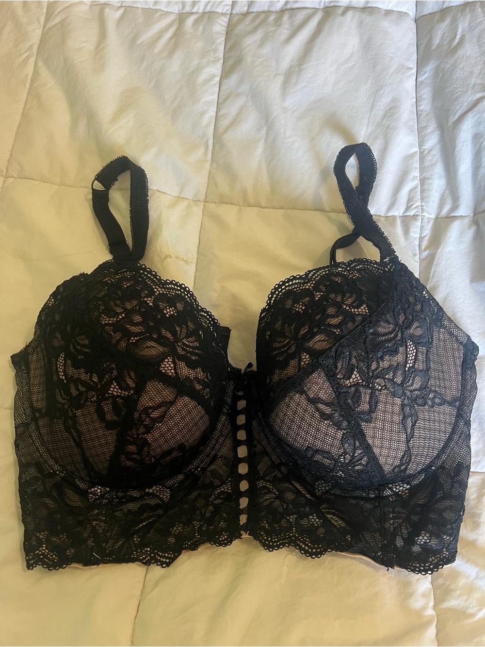 Black Lace Longline Bra - Women Intimates